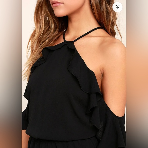 Lulus Palpitate Black Off-the-Shoulder Romper - Black - Picture 5 of 7